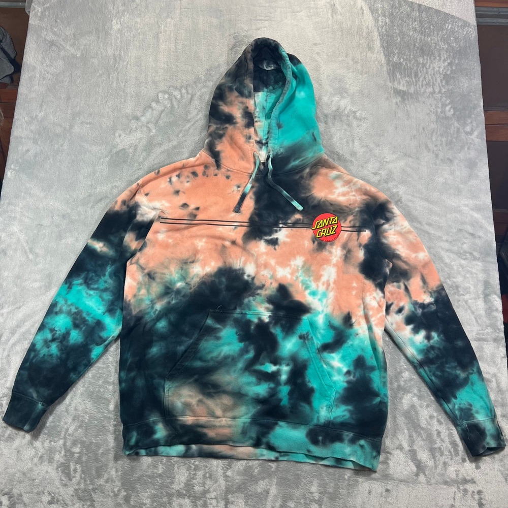 Santa Cruz Skateboards Hoodie Mens XL Multicolor Tie Dye Oversized Grunge Hippie